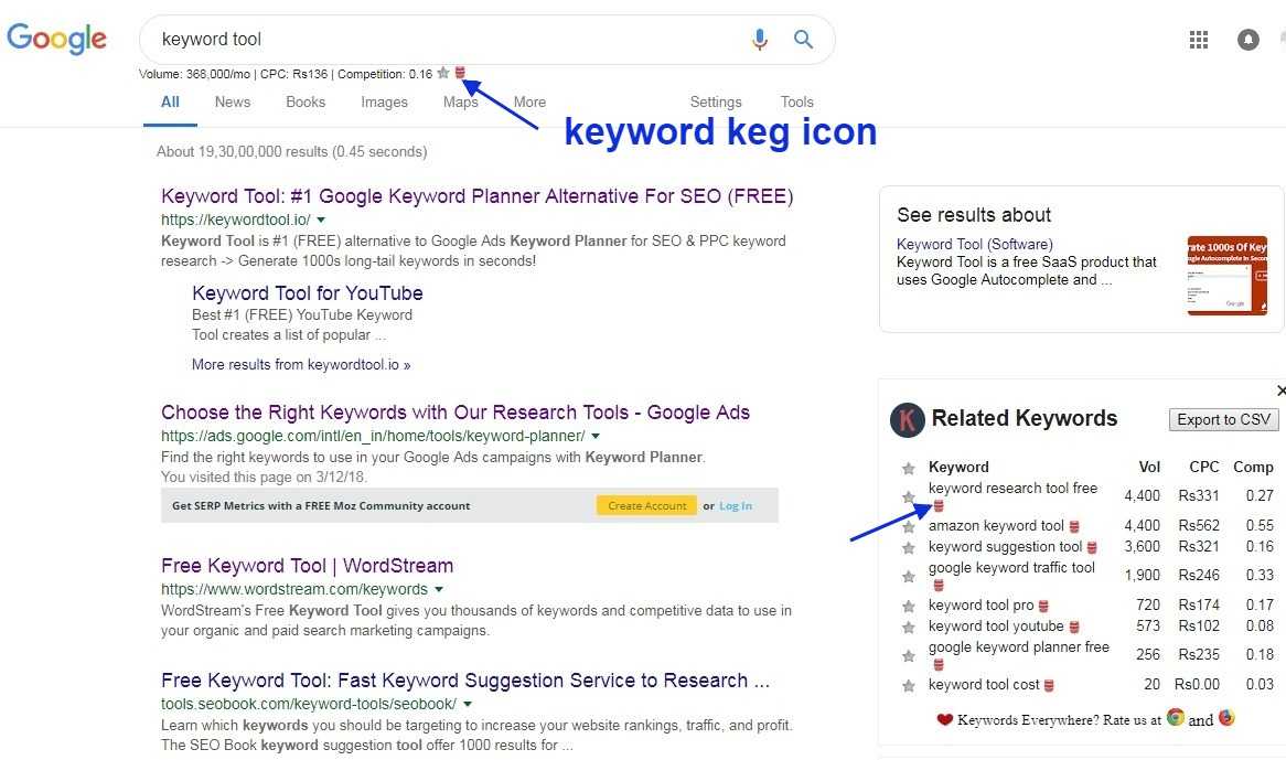 keyword tool by google chrome extention keyword keg 